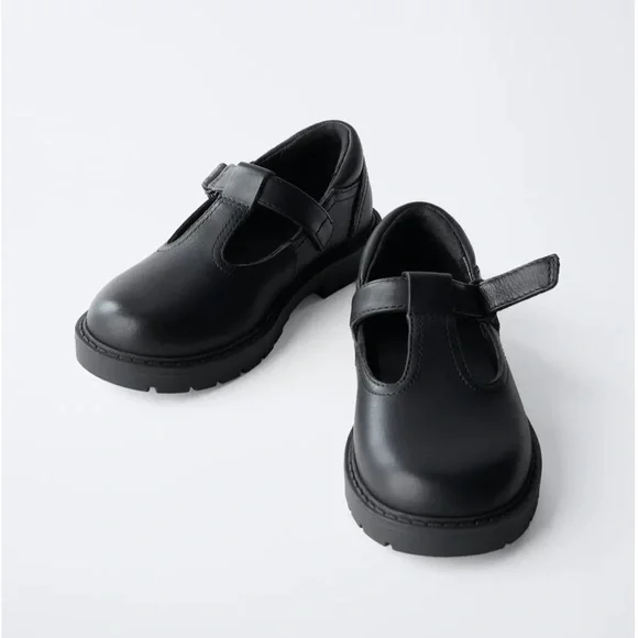Zara Kids NWT leather black mary jane school shoes 6552/630 - Picture 6 of 13